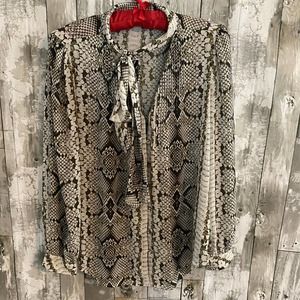 J.Crew Drapey tie-neck top in snakeskin print 00